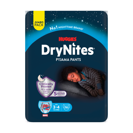 DryNites Bleie gutt 3-4 år, 16 stk.