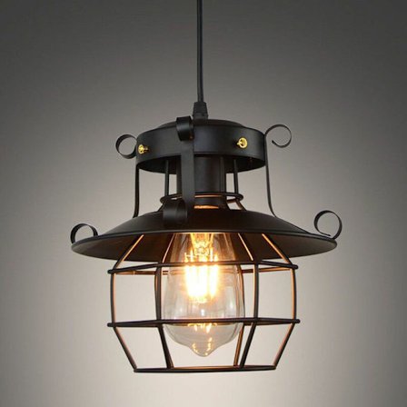 Vintage industriell metall lysekrone, hengende taklampe, Nordic Edison bur, retro loftlampe, hjemmeinnredning