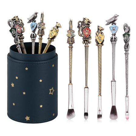 5 stk. sminkekoster i metallsett med kostholder, tryllestav sminkekoster sett for kvinner og jenter