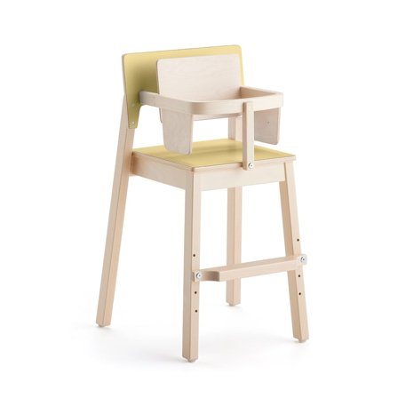 High chair LOVE, H 500 mm, birch, yellow laminate