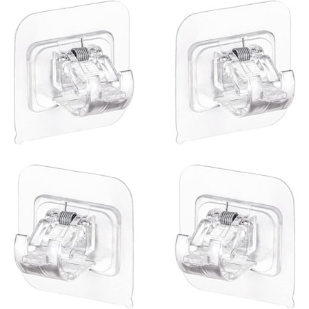 4 stk. Gardinstangbeslag uden boring, selvklæbende gardinkroge vægkroge stang håndklæder gardinfiksering H