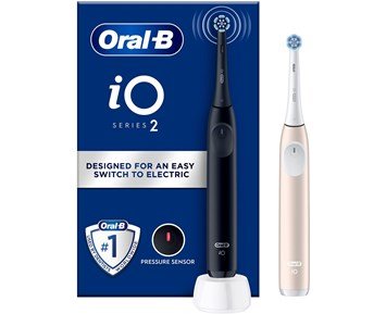 Oral-B iO2 Duo Night Black / Calm Pink - 2-pack eltandborstar med automatisk trycksensor