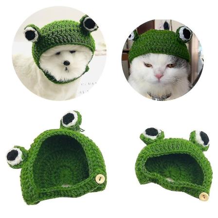 Strikket Pet Hat Søt Katt Hodeplagg Frosk Hodeplagg Hundeklær Katt Hundetilbehør Varm S