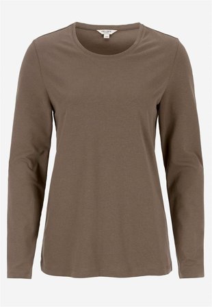 Cellbes of Sweden - Langærmet jerseytop i økologisk bomuld i nougat til damer i størrelse 50/52