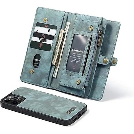 Læderpung Etui Kompatibelt med iPhone 13 Pro Max 2-i-1 Magnetisk Flip Etui med Kortholder Slim 6.7 Tommer Telefon Cover [YDE]