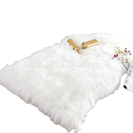 Ylellinen pehmeä keinotekoinen lampaantaljatuolin päällinen istuintyyny pehmuste pehmokarva-alueen matot makuuhuoneeseen, 60 cm x 90 cm, valkoinen