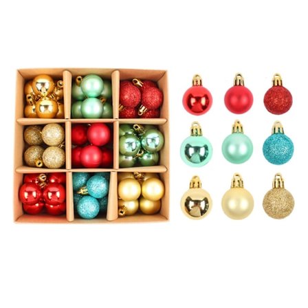 1,2" Julekuler Baller 54 stk Julekuler Sett Julekule Ornamenter Malt Glass Julekuler Med Hengeløkke For Juletrær