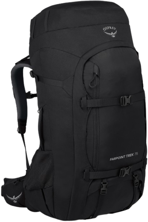 Osprey Farpoint Trek rinkka 75L, musta