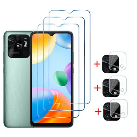 3-PACK Xiaomi Redmi 10C Skärmskydd Kameralinsskydd 0,3mm
