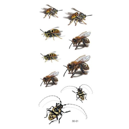 Midlertidig tatovering 19 x 9 cm - Vepe / insekter