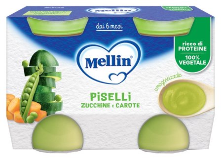 Mellin Omogeneizzato Piselli/Carote 2x130g 6Mesi+