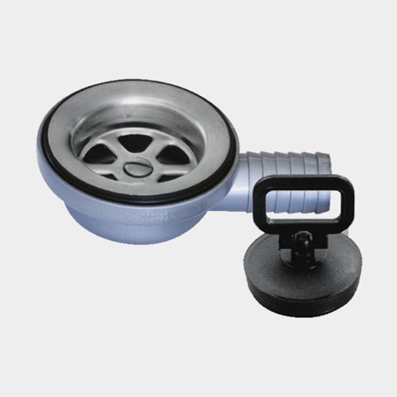 Viemäriliitäntä / pohjaventtiili, 25 mm (1") letku, muovi, harmaa