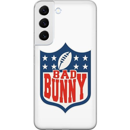 Kompatibel Mobilcover til Samsung Galaxy S22 5G Bad Bunny rød grafisk plakat med portræt og typografi i latinamerikansk popdesign