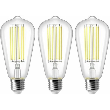 8W E27 ST64 LED-lampa, Vintage Edison Filamentlampa, 80W Ekvivalent, Kallvitt 6500K, 800LM, Retro Dekorativ Lampa, Ej Dimbar, 3-pack