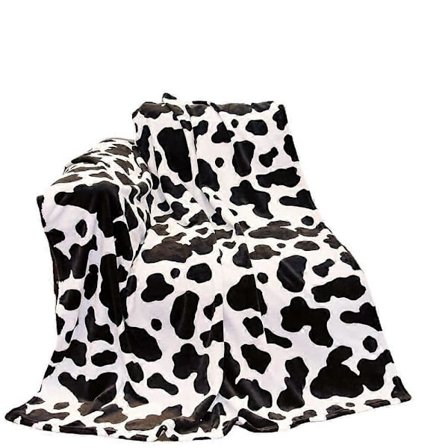 Koplete med kumønster, myk fleece, barnekast med kumønster for sofa, 100*150 cm