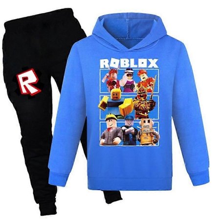 Julegaver Roblox 2 stk Spillmønster Hoodie og Buksesett Jenter Gutter Hettestropp Genser Pullover Topper Barn Tenåringer