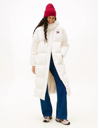 Tommy Jeans Tjw Alaska Grid Dwn Mxi Coat Ext - Cream - L