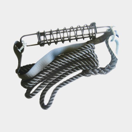 Landvast met landvastveer (staal), veiligheidsband, kous en D-sluiting 1852-Marine, 3-strengs polyester, Ø12 mm, 3.5 meter, zwart