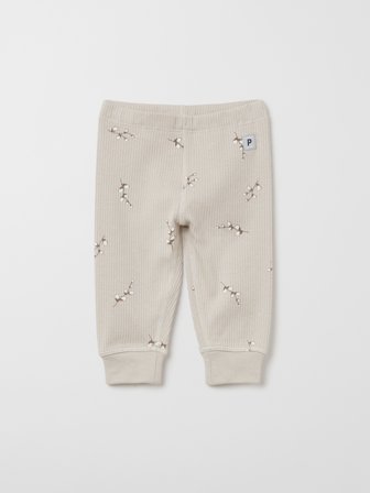 Polarn O. Pyret - Ribbed trousers with sprig print - 50 - Childrenswear - grey