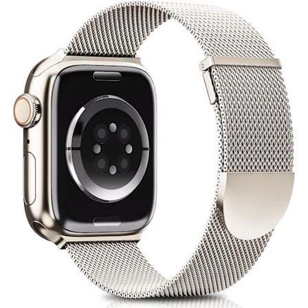 Oppgradert Rem Kompatibel med Apple Watch Remmer Kvinner Menn, Dobbel Magnetisk Justerbar Erstatningsreim for iWatch Serie Mote Metallreim