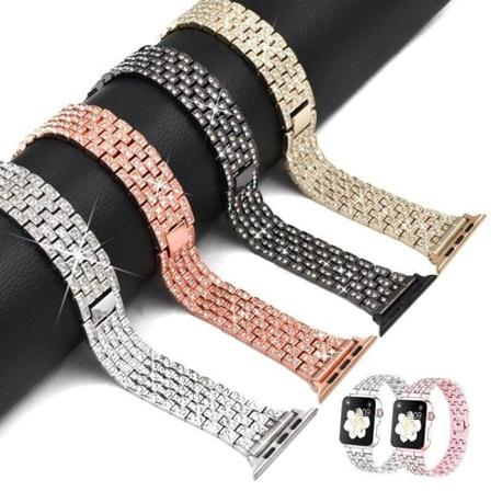 SKALO Länkarmband Bling Apple Watch Series 1-3 42mm - Fler färger Svart