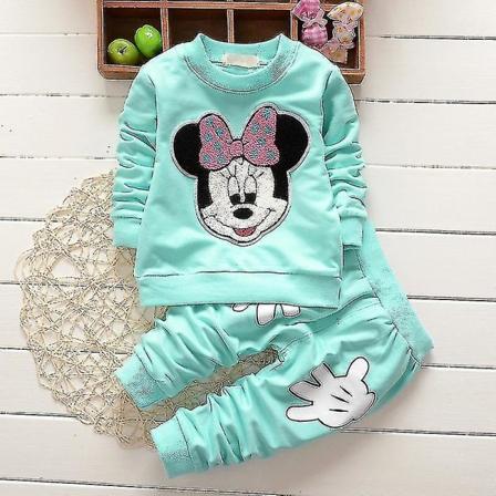 Baby Barn Flickor Minnie Mouse Sweatshirt Top Byxor Set Outfits Kläder 6-12 Months Green