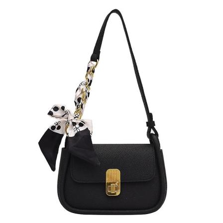 Båge Crossbody Väska Kvinnor Pu Läder Tote Mode Axelväska För Damer Black