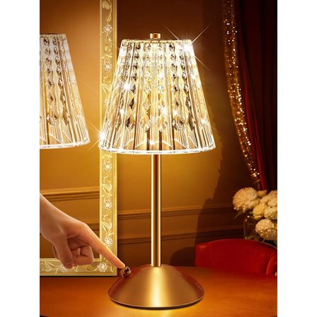 Bordlampe Touch Lamper Natbordslampe, 10-vejs Dæmpbar Bordlampe til Stue, 3 Farver Lille Lampe til Soveværelse, Oplad