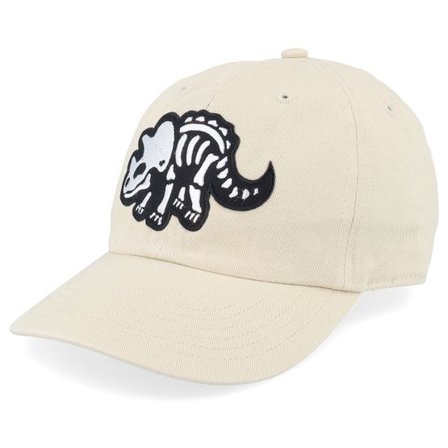 Kiddo Cap - Beige unconstructed Keps - Kids Triceratops Skeleton Patch Stone Dad Cap @ Hatstore