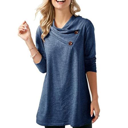 Höst Dam Casual T-shirts Långärmad Rundhals Lös Solid
