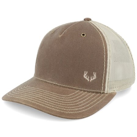 Hunter - Tiny Deer Antlers 112wh Hawthorne Split Buck/Khaki A-Frame Trucker Trucker Brown Cap - @ Hatstore