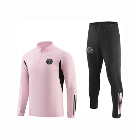 Miami hjem rosa halv glidelås langærmet fotball treningsdrakt voksen sportsklær utseende drakt