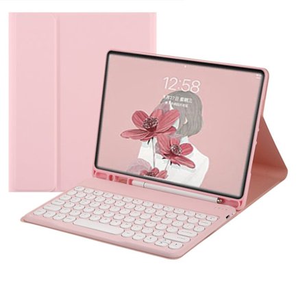 Fodral för Rosa Bluetooth Tangentbord Runda Tangentknappar iPad 2018/2017/Air2/Pro9.7