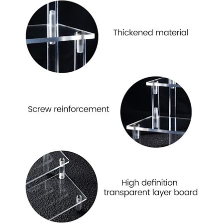 Akryl display stand i tre niveauer, velegnet til parfumer, cupcakes og små ornamenter – transparent multi-lags bakkeholder, 20 cm.