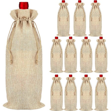 12 st Sackväskor för Vin med Dragkedja - 16 x 36CM, Återanvändbara för Vin
