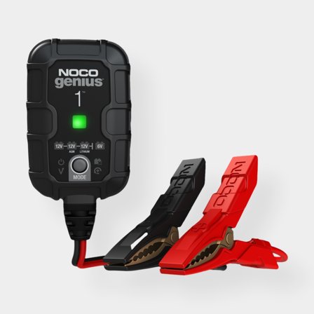 Batteriladdare NOCO Genius 1, 120 - 230 V, 6 - 12 V, 1 A / timme, med kabel + batteriklämmor
