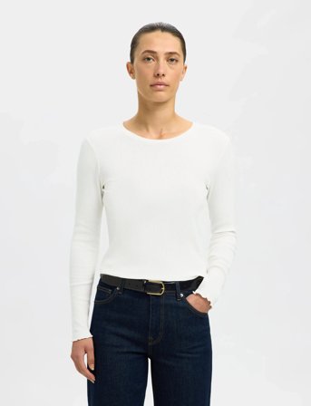 Selected Slfanna Ls Crew Neck Tee S Noos - White - XL