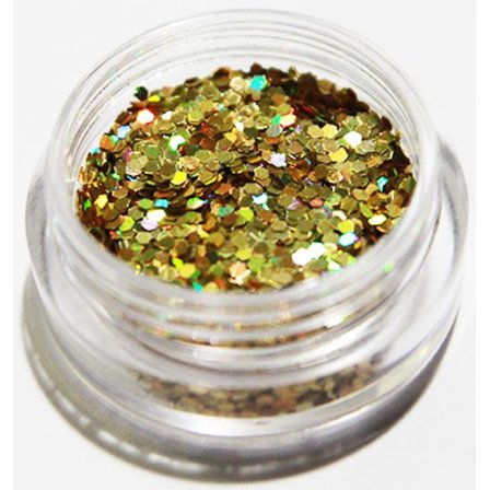 Negleglitter - Hexagon - Gull - 8ml - Glitter