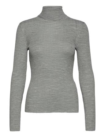 Slfcostina Ls Knit Rib Rollneck B Grey Selected Femme