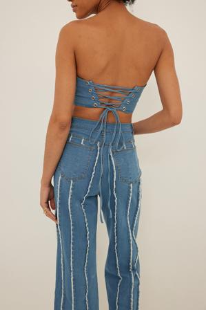 NA-KD Trend Haut à lacets - Tops habillés - Bleu - EU 42