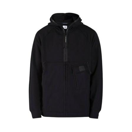C.p. Company Metropolis Series Diagonal Raised Fleece Zipped Hoodie Sort, Herre