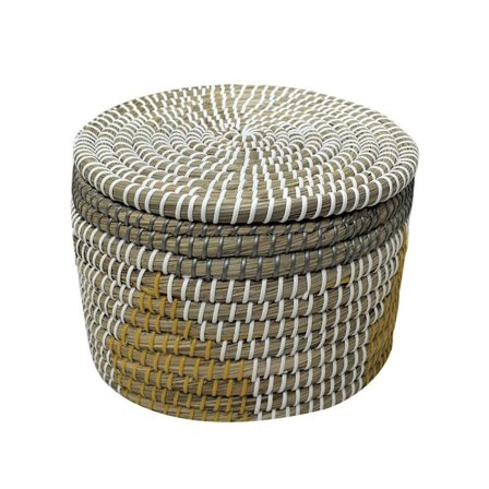 Opbevaringskurv med låg, 35x35x25 cm, flerfarvet PVC