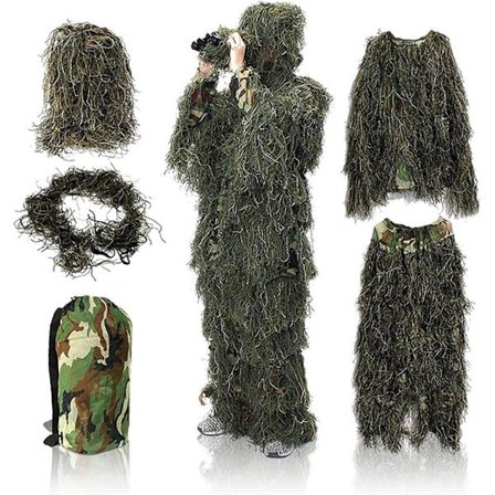 5 i 1 Ghillie-drakt, Lett Woodland Ghillie-drakt, Kamuflasje Jaktbekledning, Passer for Personer med en Høyde på 175-188cm