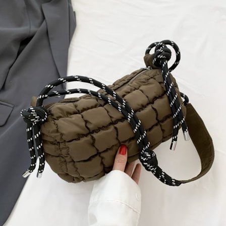 Plaid skuldertaske Puffy håndtaske GRØN