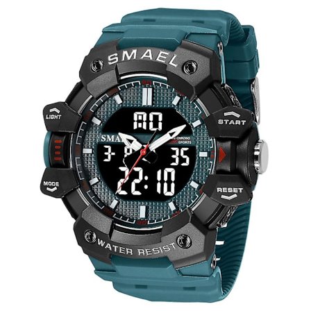 Smael Watch For Man Vattentät Sport Dual Display Digital Armbandsur Skolstudent Stoppur Military Quartz Armbandsur Hane