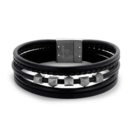 Svart läderarmband för män från Victoria Black