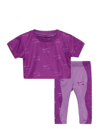 Air Boxy Tee Legging Set Sets Sets With Short-sleeved T-shirt Lilla Nike*Betinget Tilbud