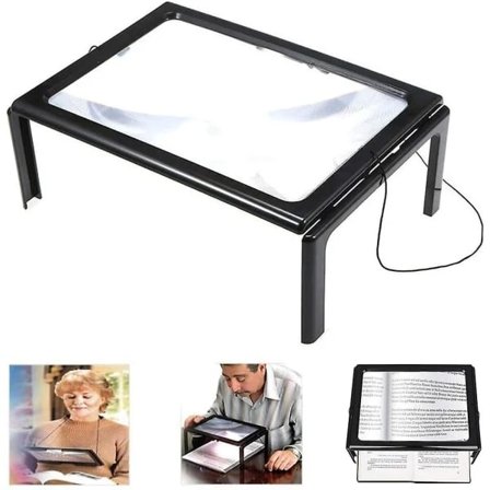 Suurennuslasi heikkonäköisille 3x koko sivun handsfree-valot