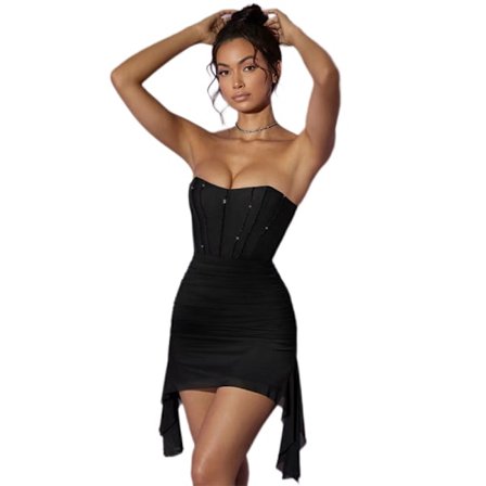 Syksyllä naisten hääpuku Lady Swing Dress (musta XL)