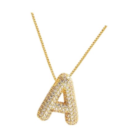 Bubbelbokstavshalsband Hänge Halsband Honom Honom Statement Kedje Halsband Punk Alla hjärtans dag Mode Alfabetet Berlock Halsband(Kedjelängd 47cm,A)